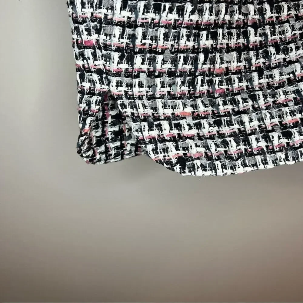 Kate Spade Black White Pink Tweed Pencil Skirt Size 6 Preppy Office